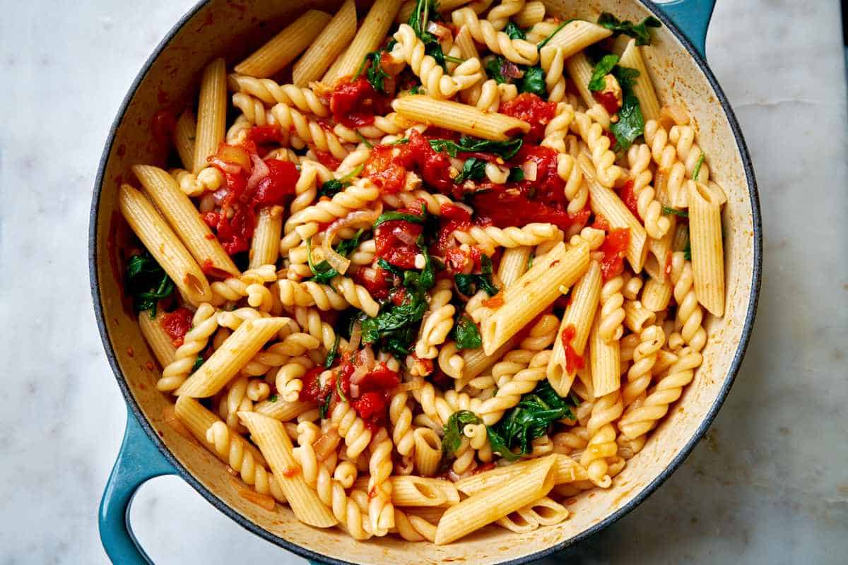 Pot of pasta.