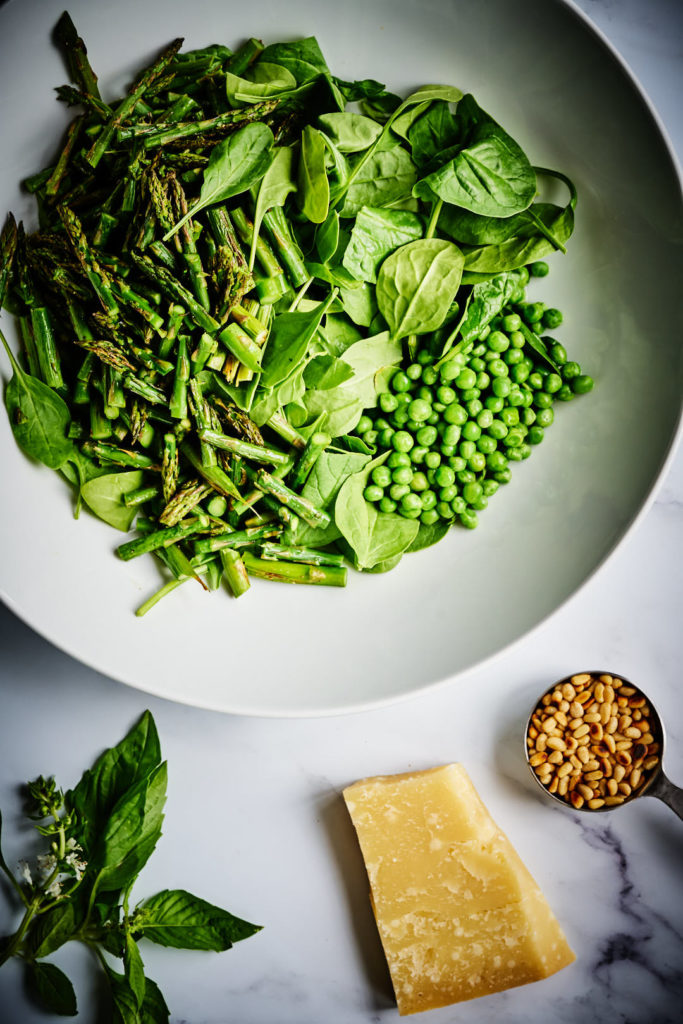 Green vegetables in a serving bowl.