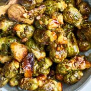 Saucy brussel sprouts in a bowl.