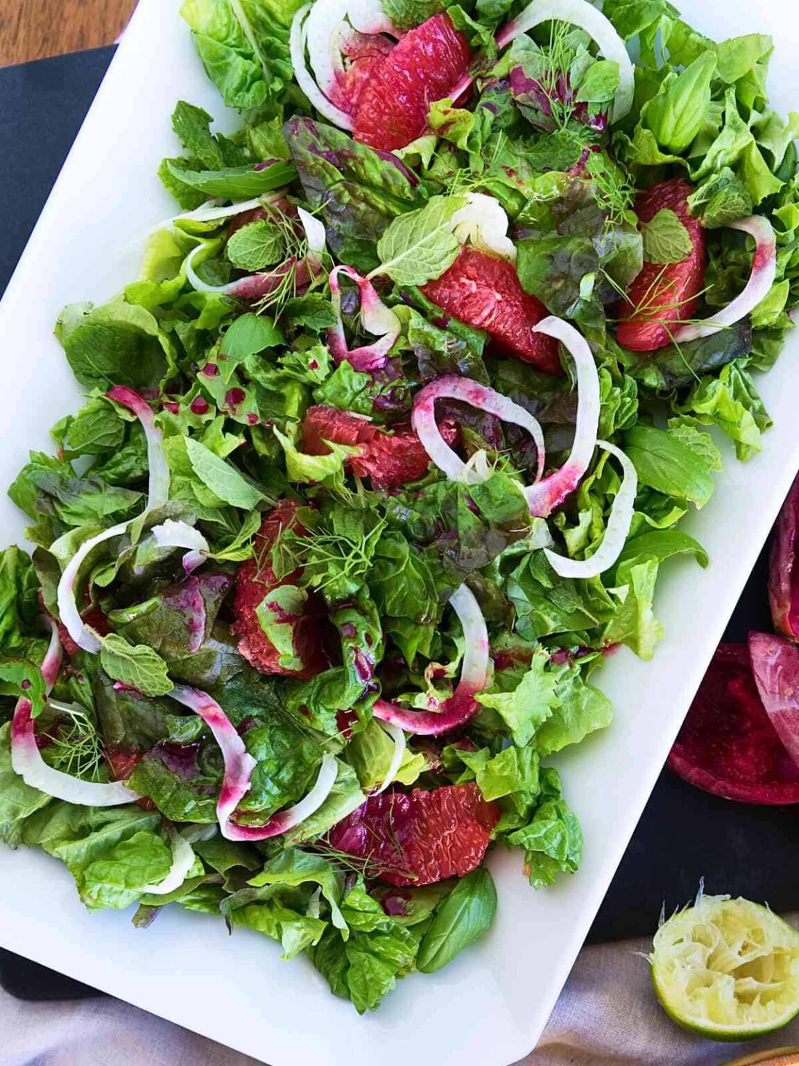 Grapefruit Fennel Salad with Cactus Pear Vinaigrette Proportional Plate