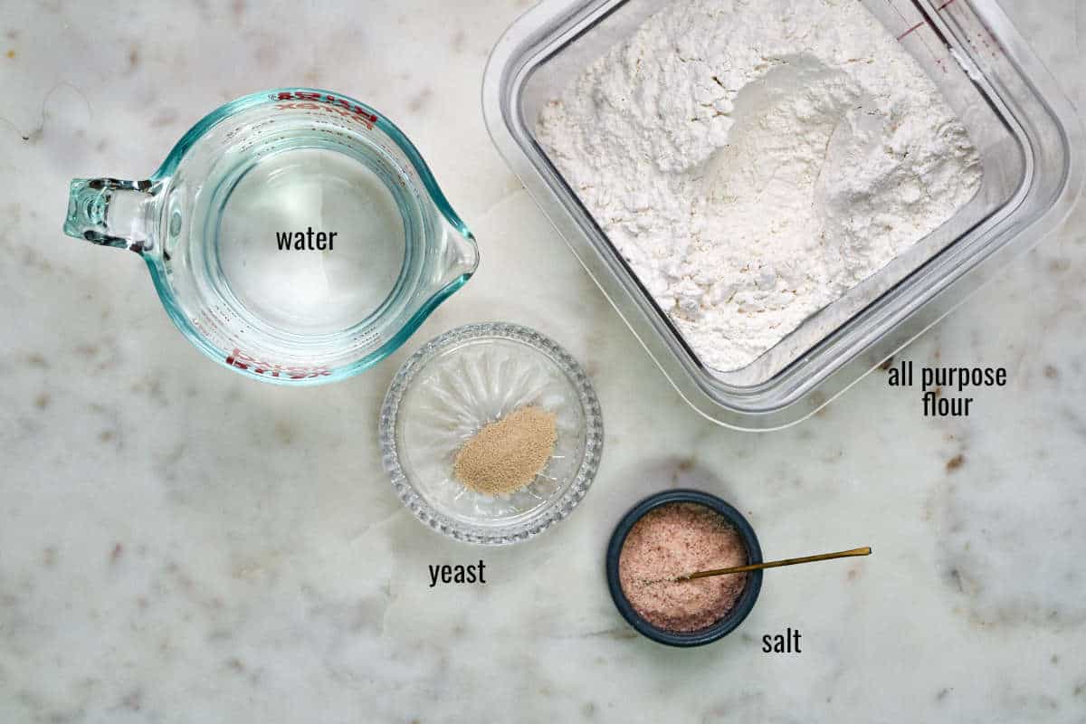 Ingredients for pizza dough with all purpose flour.