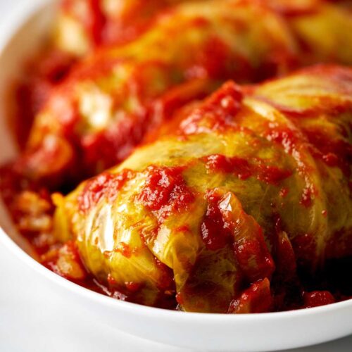 Close up of cabbage rolls.