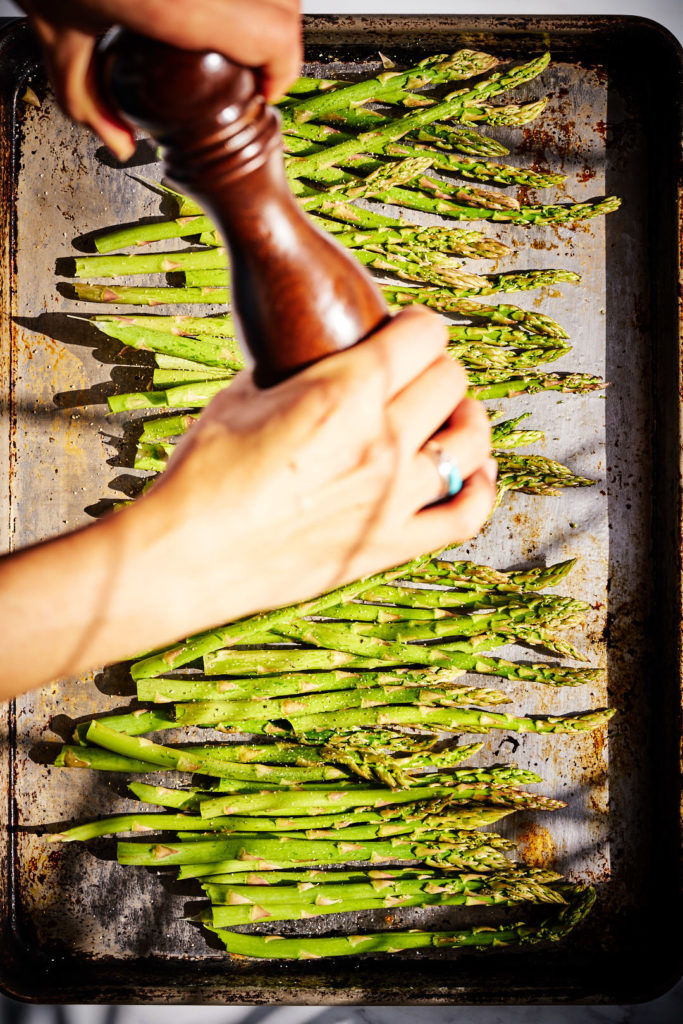 Seasoning Asparagus.