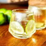 Cocktail with lime slices.