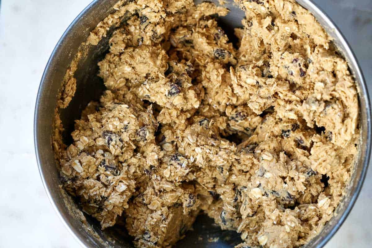 Cookie dough in a bowl.