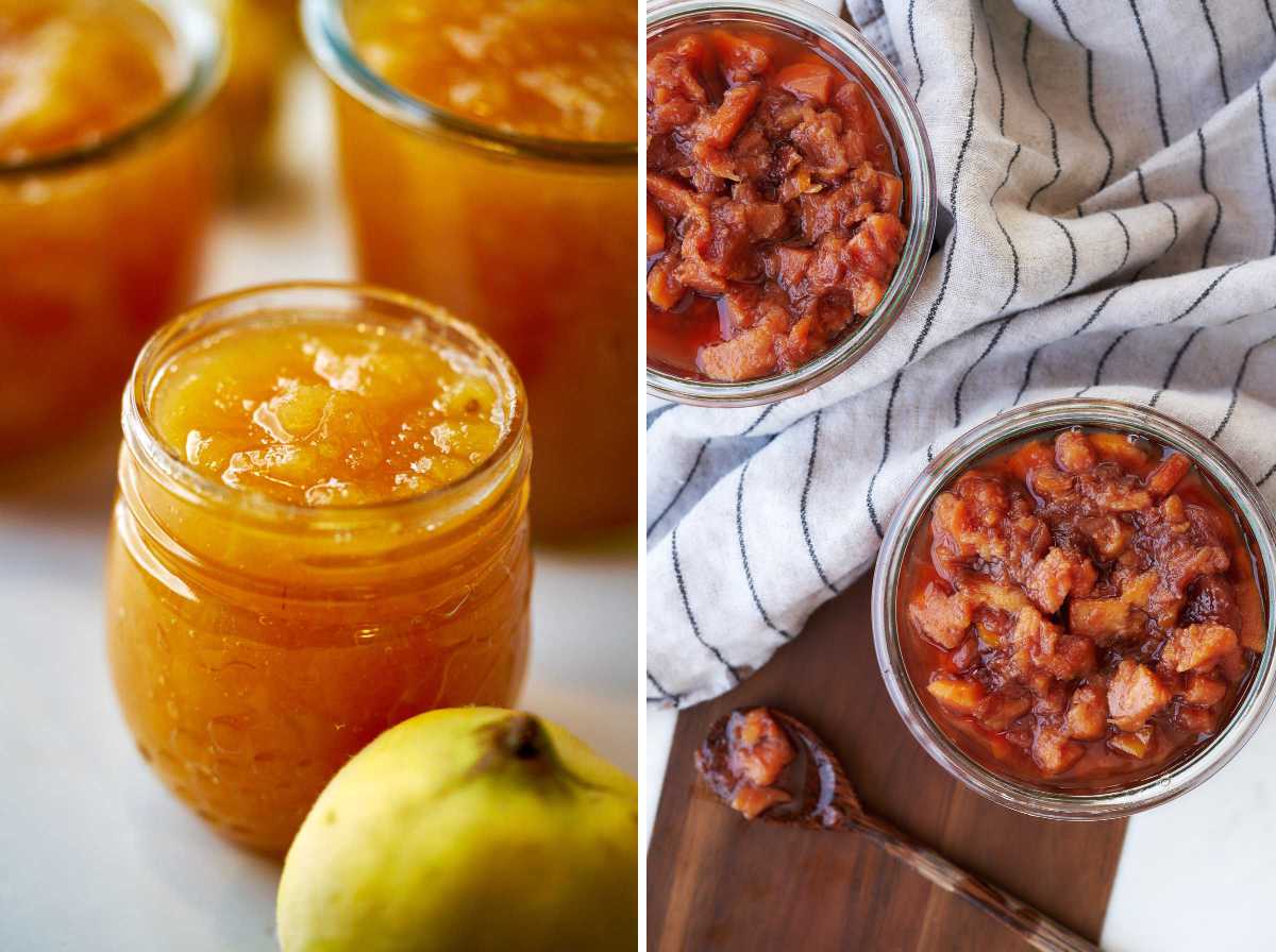 Orange and pin jams next to each other.