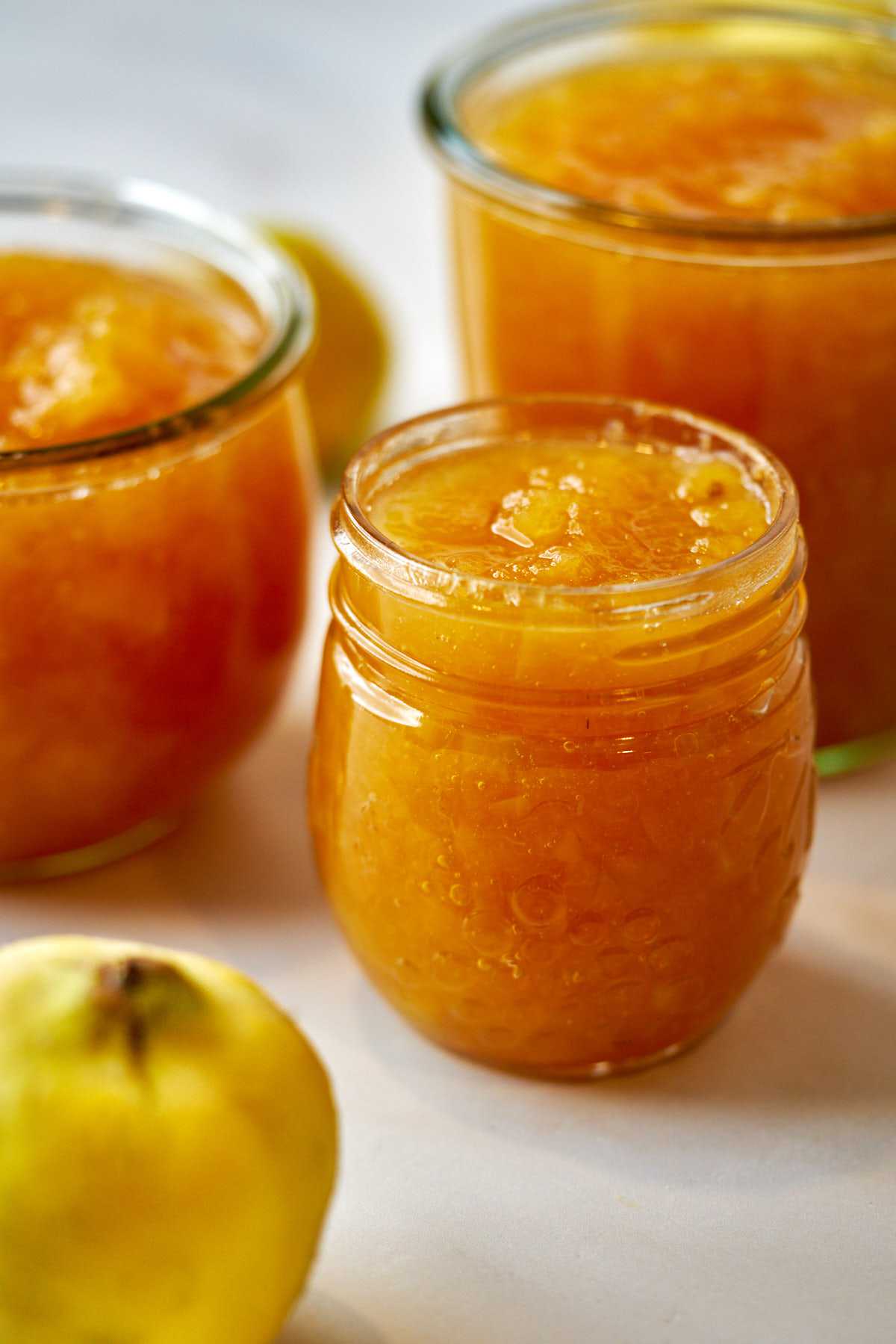 Orange jam in jars.