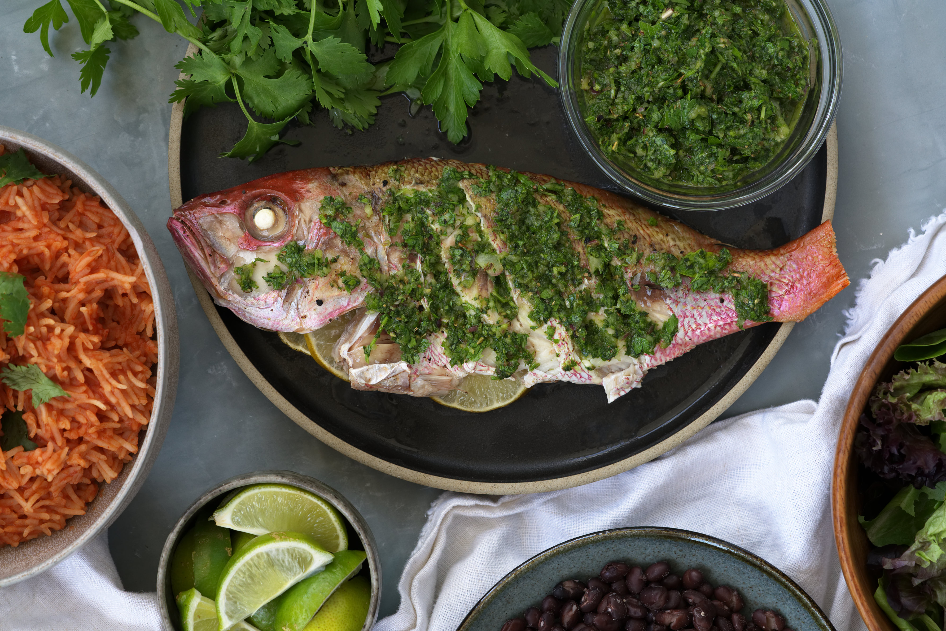 Whole Roasted Snapper with Chimichurri | Proportional Plate