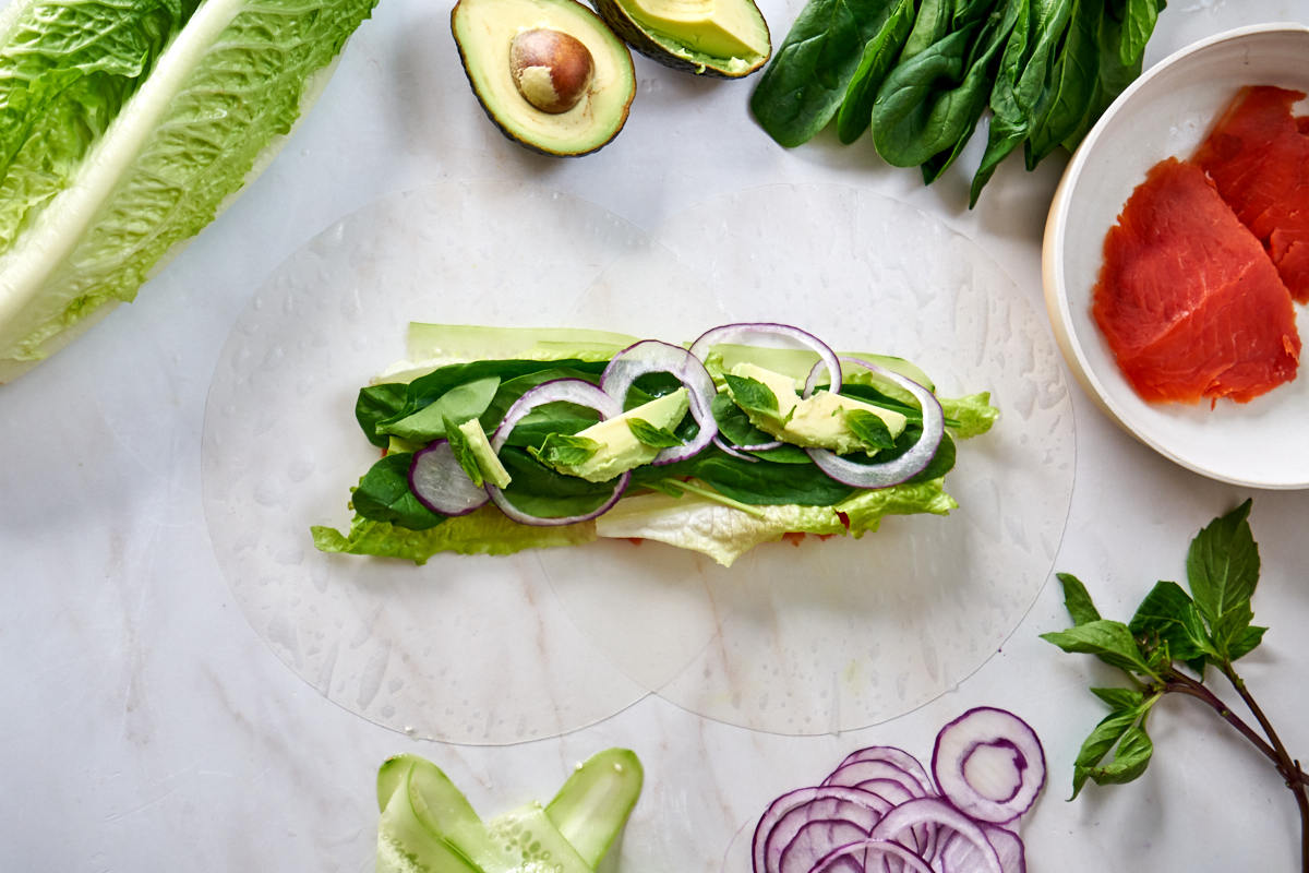 Salad on rice paper.