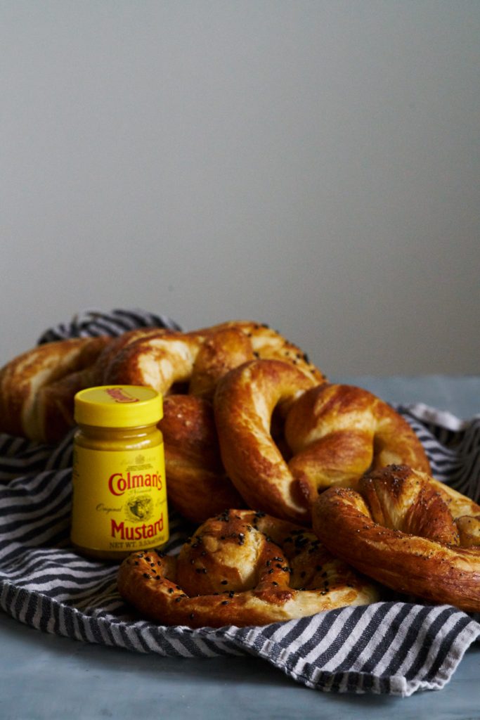 Soft Beer Pretzel with Mustard & All the Toppings! | Proportional Plate