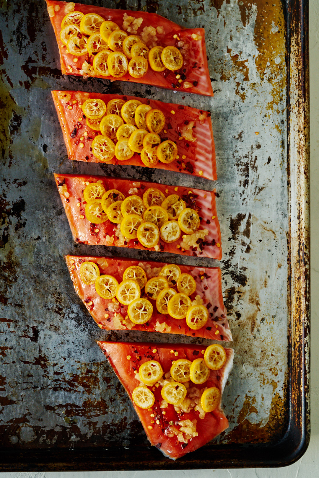 Chili Kumquat Salmon w/Pickled Kumquat Kale Salad | Proportional Plate