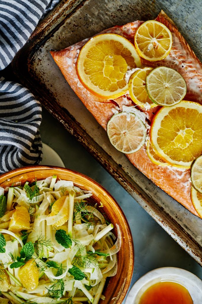 Citrus Salmon with Fennel, Citrus, & Mint Slaw | Proportional Plate