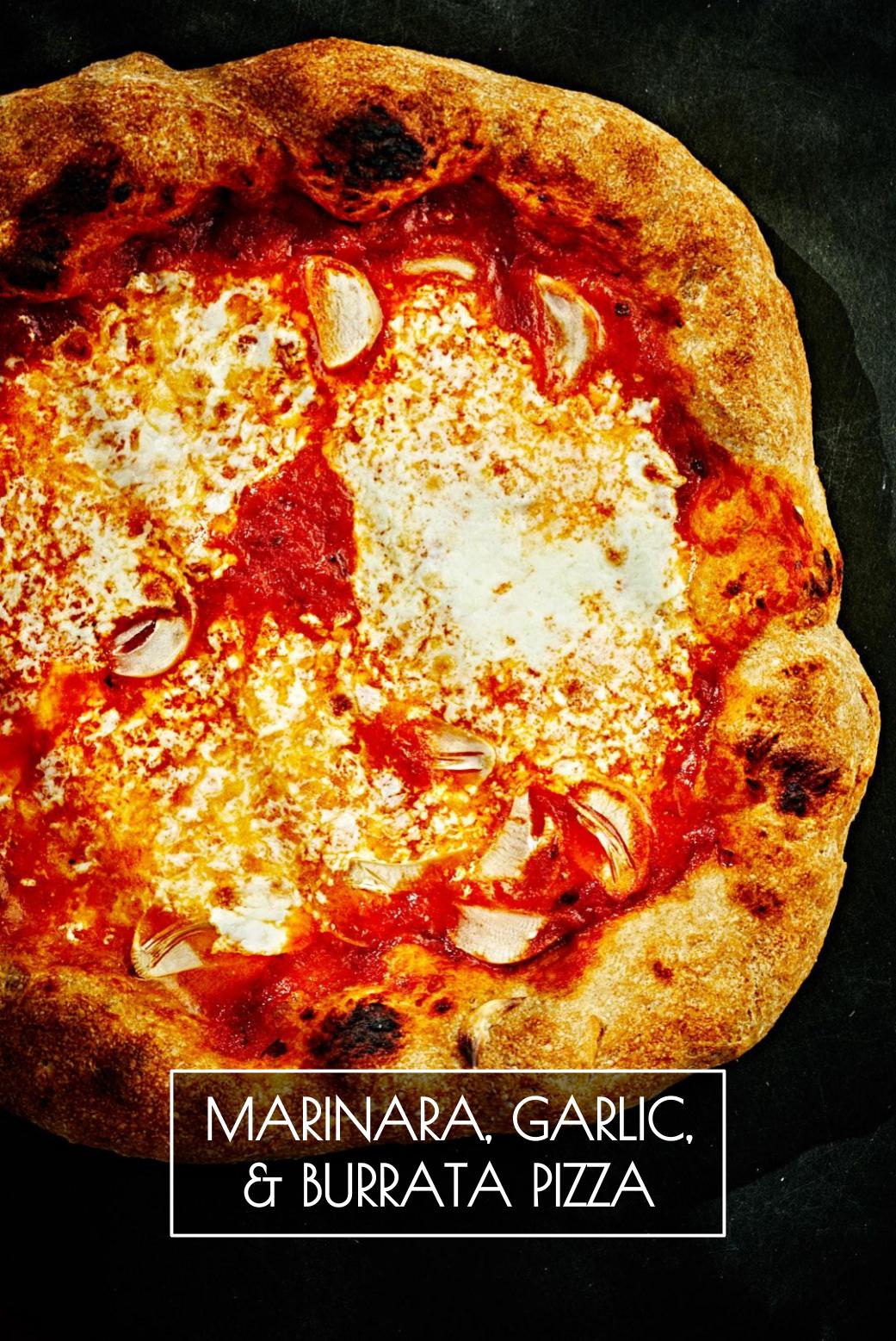 Marinara, Garlic, & Burrata Pizza | Proportional Plate | Feeling like pizza? This marinara, garlic, & burrata pizza is my go-to winter pizza. Just grab some garlic, burrata, & a jar of your favorite marinara.