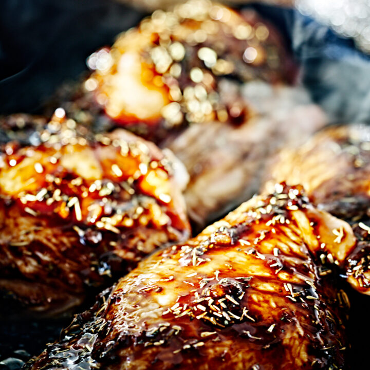 CastIron Pomegranate Molasses Roasted Chicken Proportional Plate