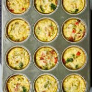 Egg bites in a muffin tin.