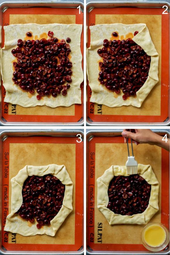 Step by step folding a galette.