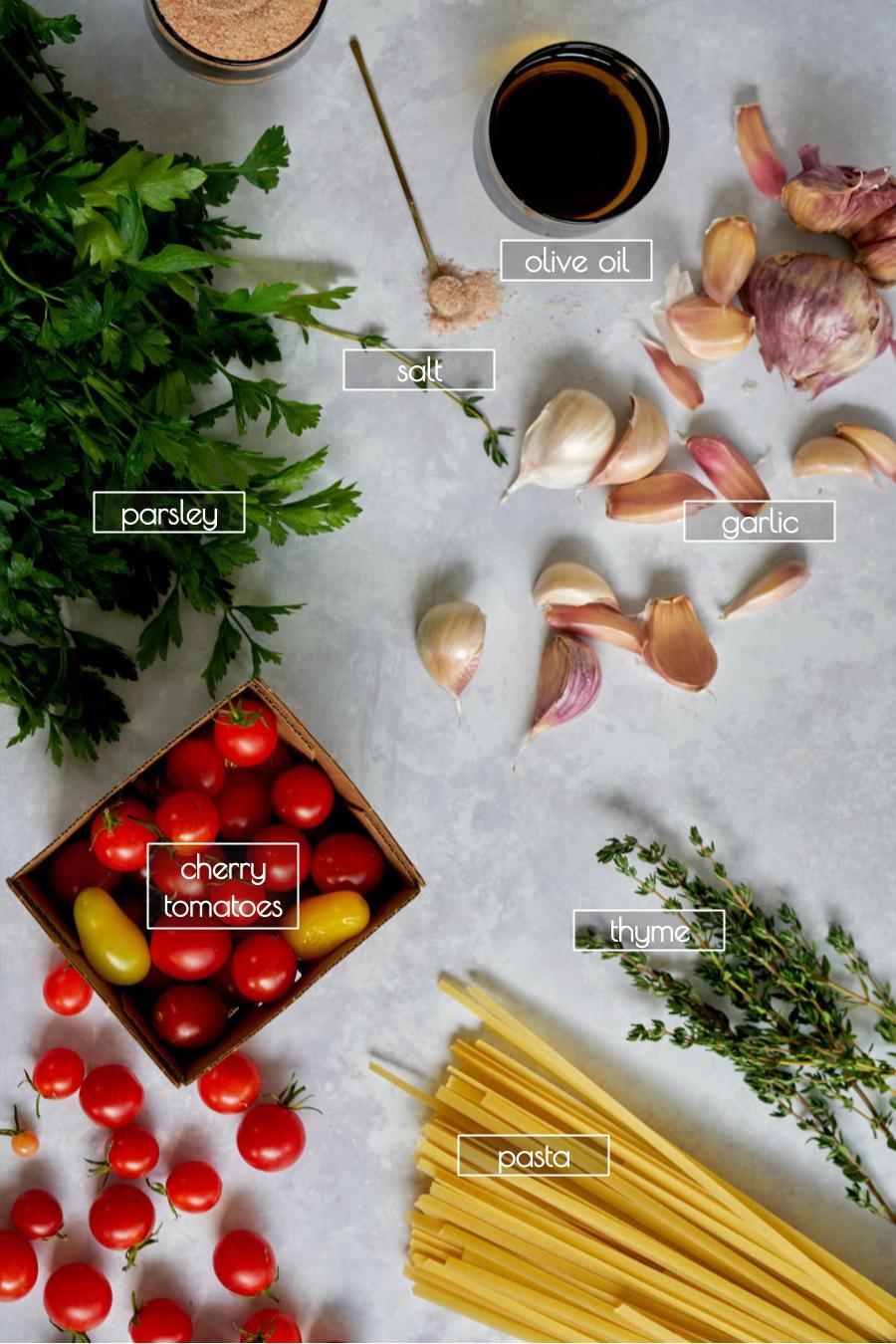 Cherry Tomato & Garlic Confit Tagliatelle Proportional Plate