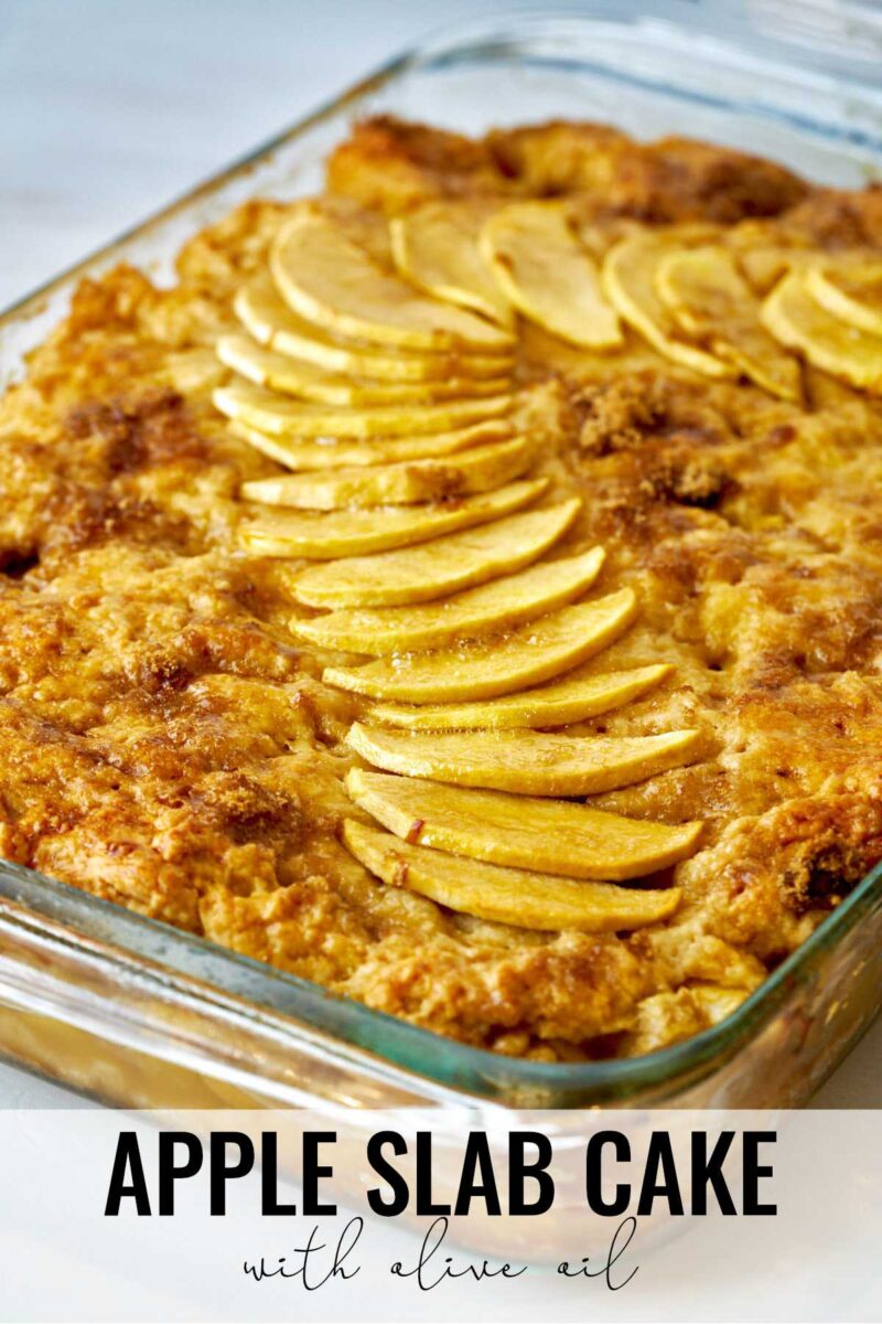 Cake in a glass baking dish.