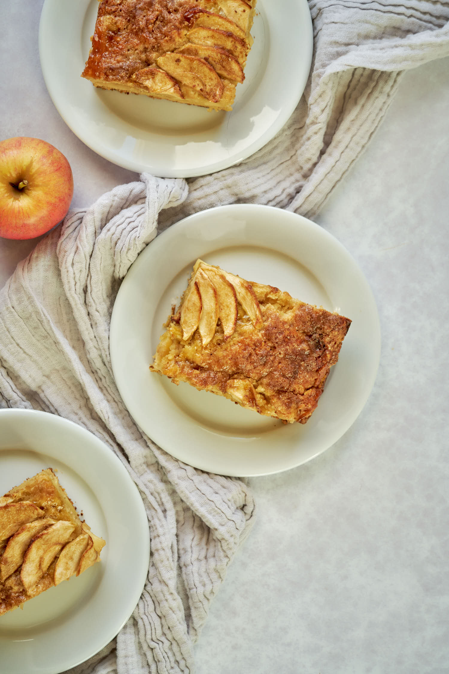 Three pieces of apple cake.