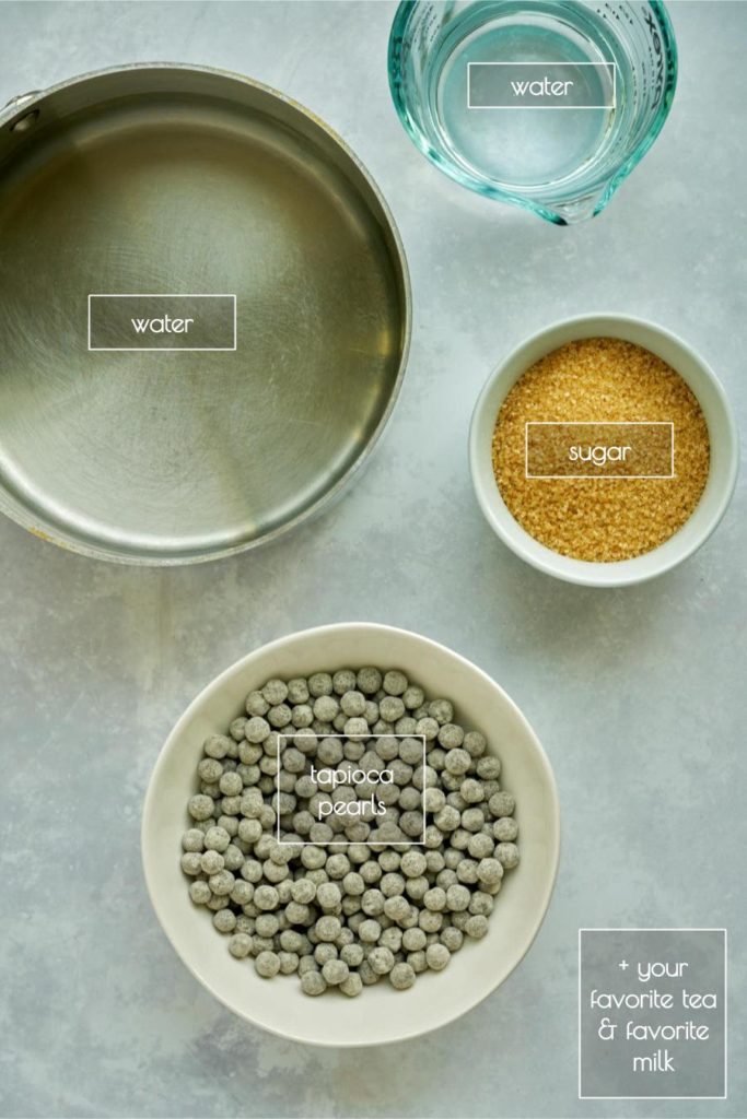 Ingredients to make tapioca pearls.
