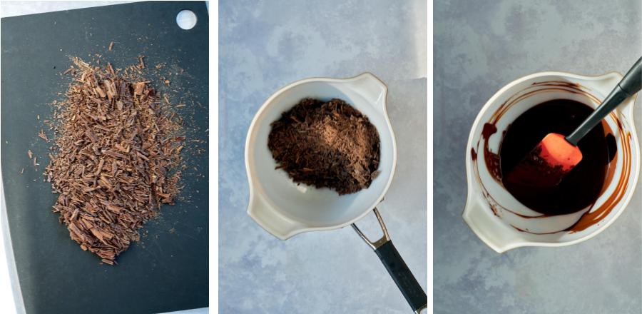 Melting chocolate over a bain marie.