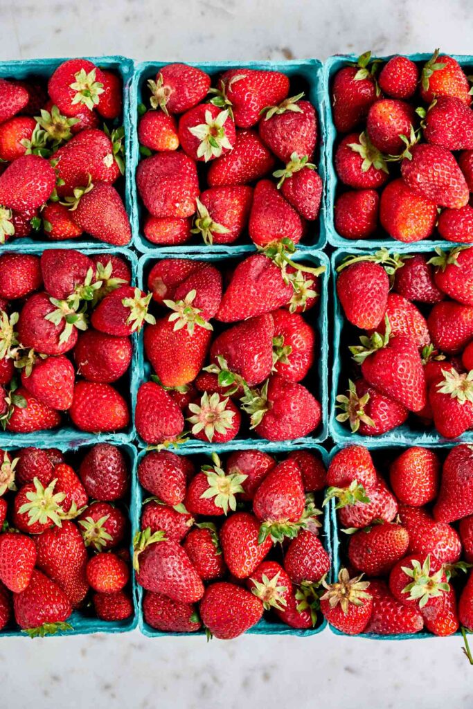 Flat of strawberries.