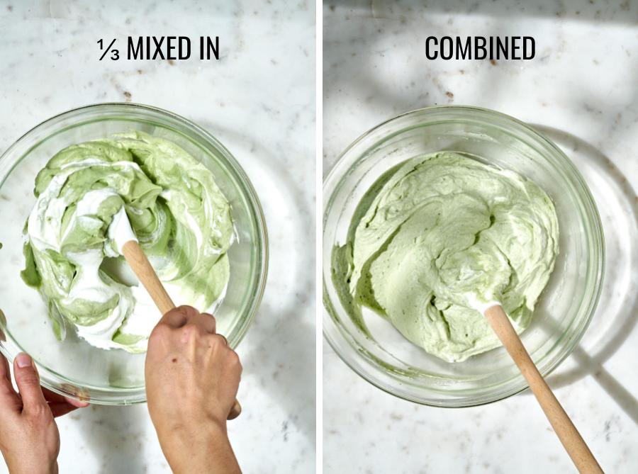 The difference between mixing in matcha into whipped cream and it being fully combined.