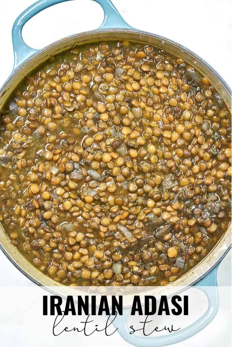 Pot of lentils with title text.