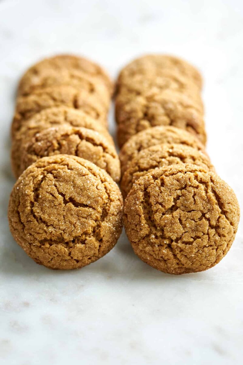 Ten cookies lined up in two rows.