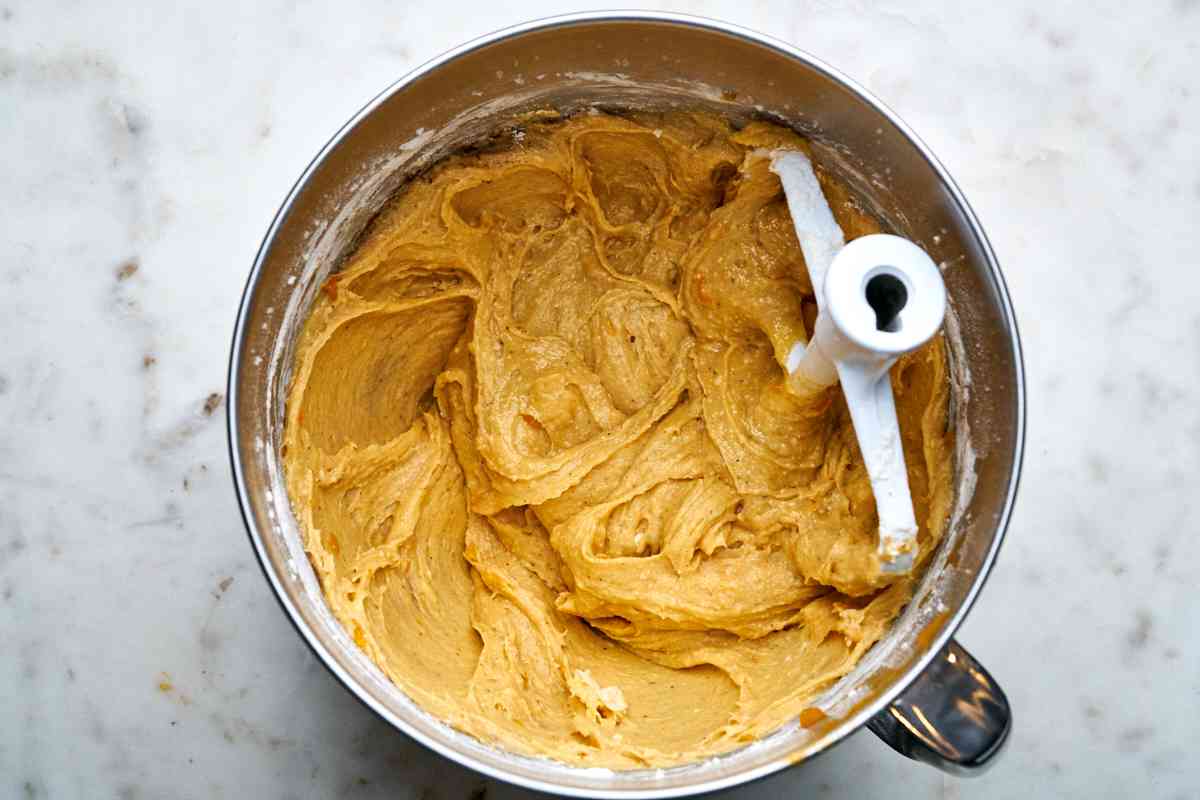 Batter in a mixing bowl.