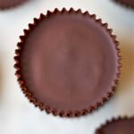 Close up of one peanut butter cup.