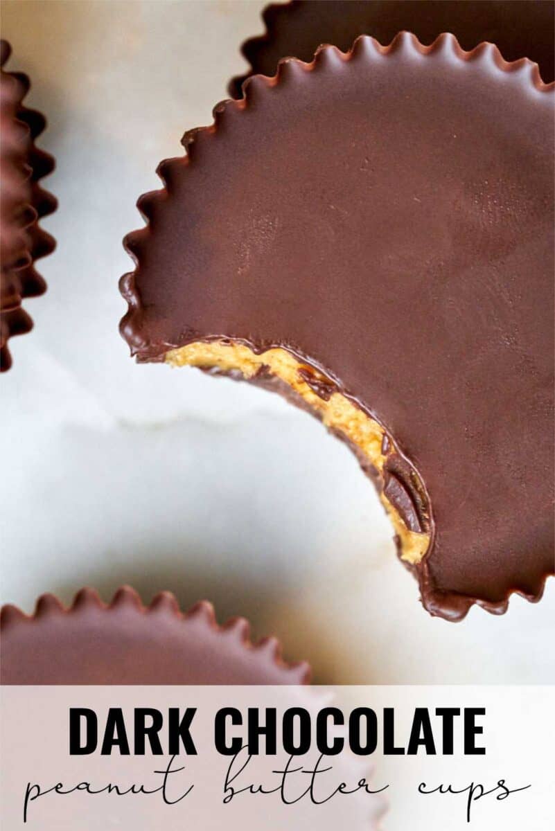 One peanut butter cup with a bite taken out.