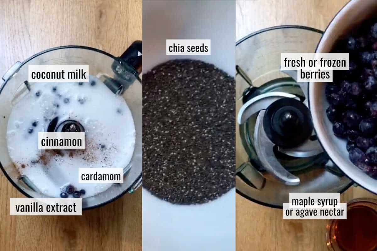 Ingredients to make chia pudding.