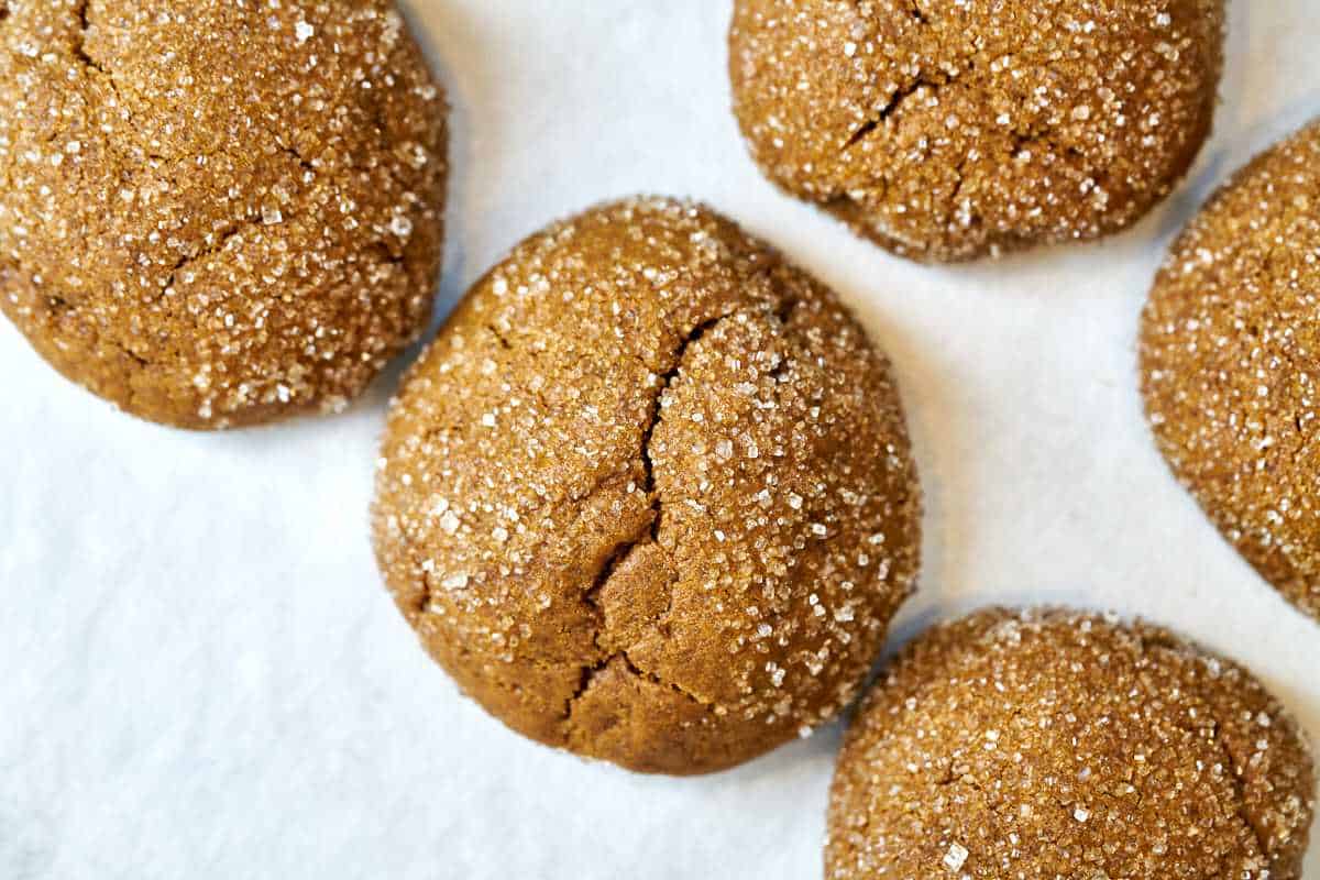 Cookies on parchment paper.