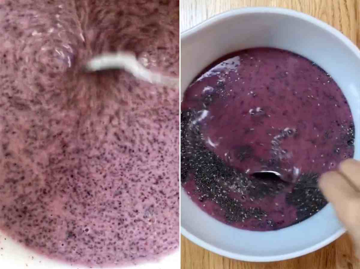 Purple mix with chia pudding.