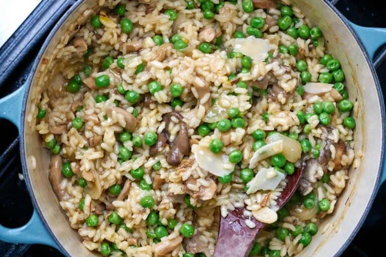Mushroom & Pea Risotto with Sake & Sansho with Sake & Sansho