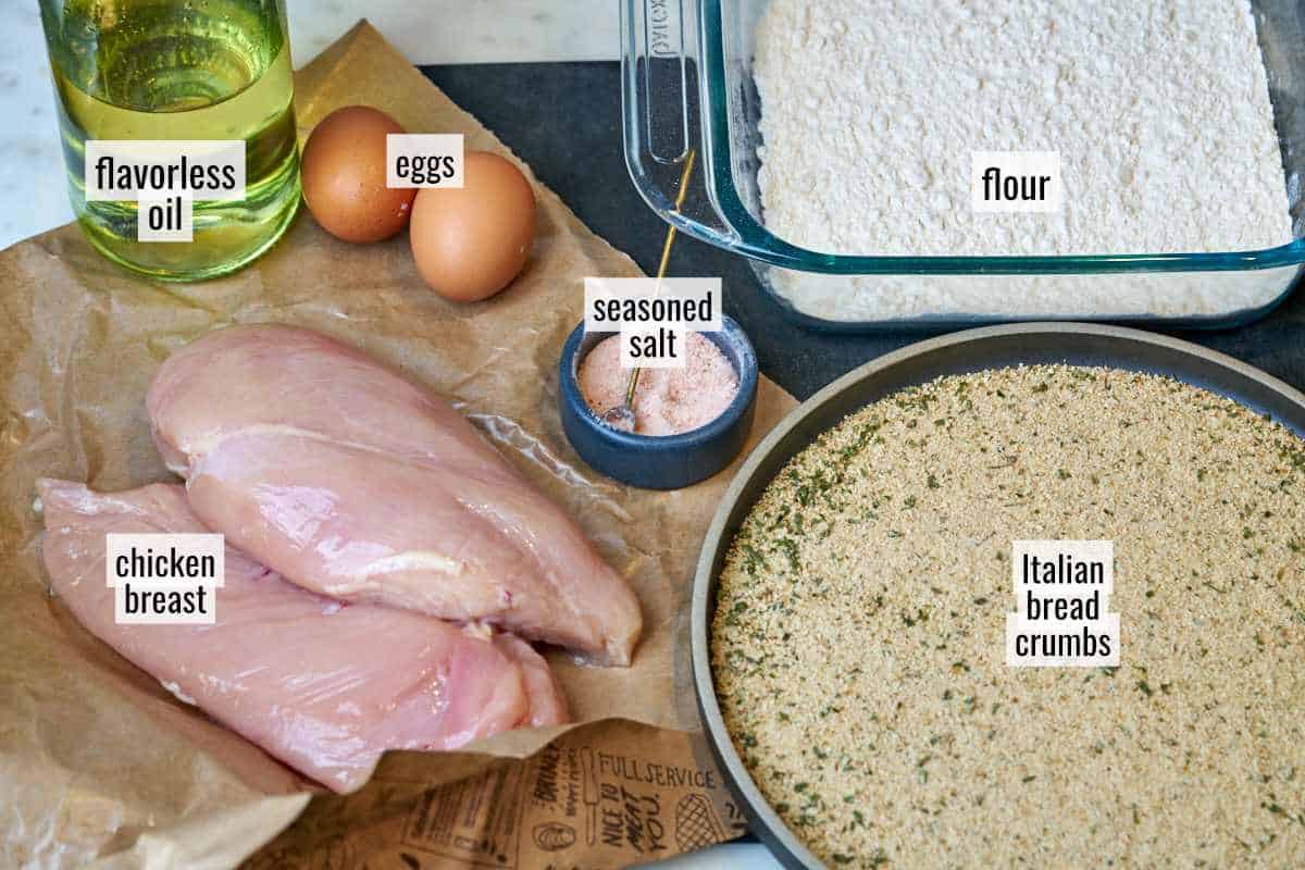 Ingredients for breaded chicken.