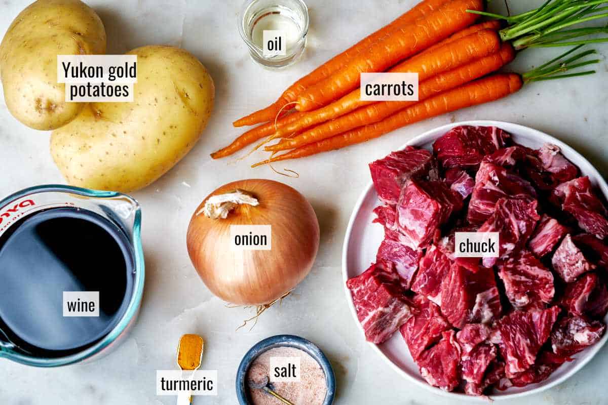 Ingredients for beef stew.