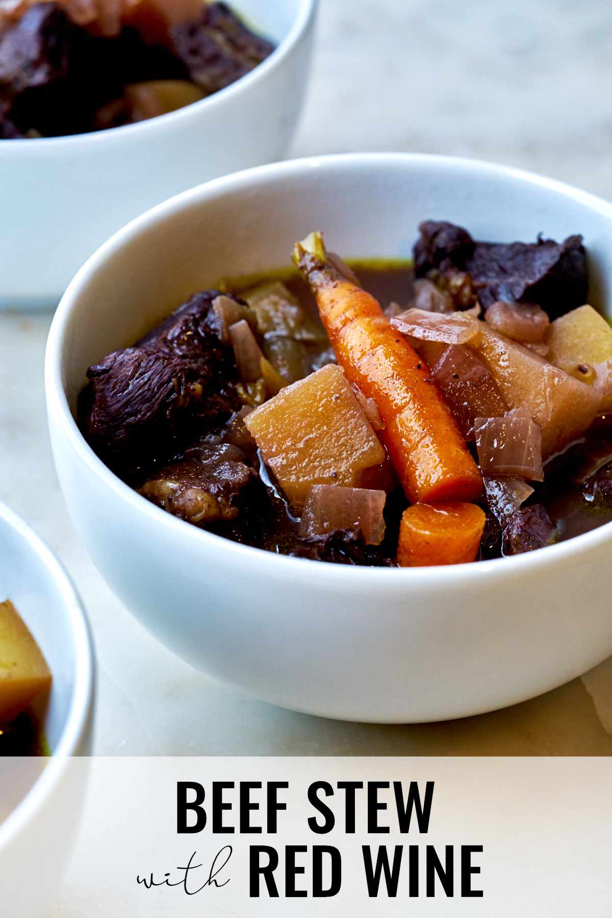 Beef Stew with Red Wine A Whole Bottle of Wine Proportional Plate