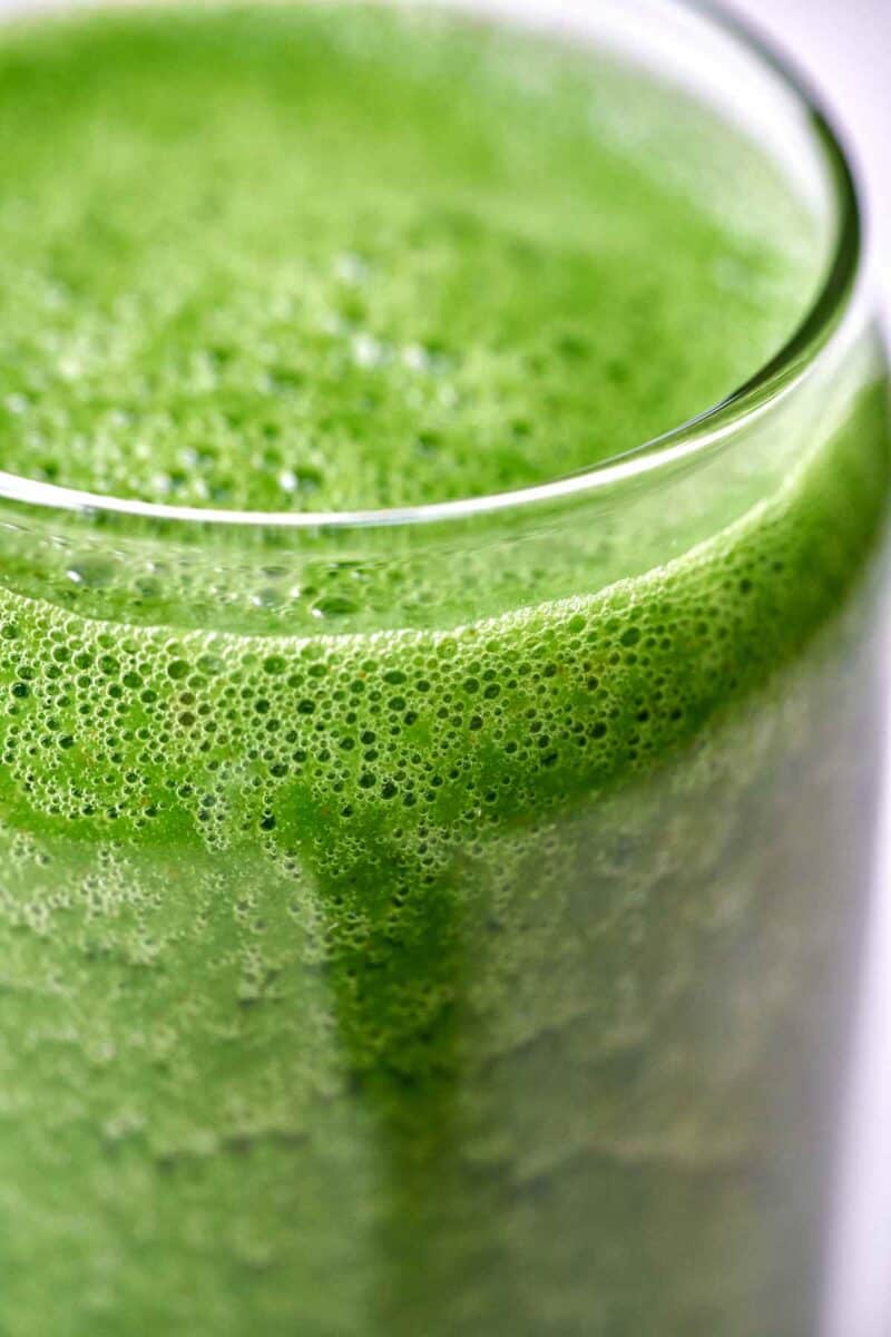 Green juice in a glass.
