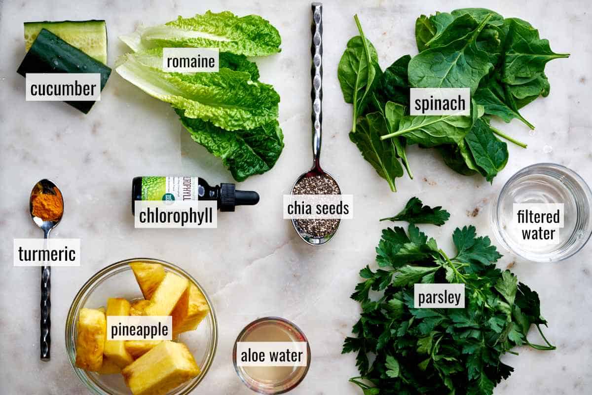 Ingredients for green juice.