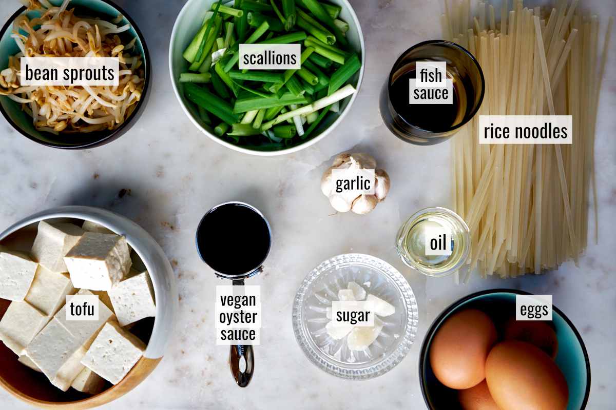 Ingredients for noodle stir fry.