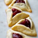 Triangle cookies in a pattern.