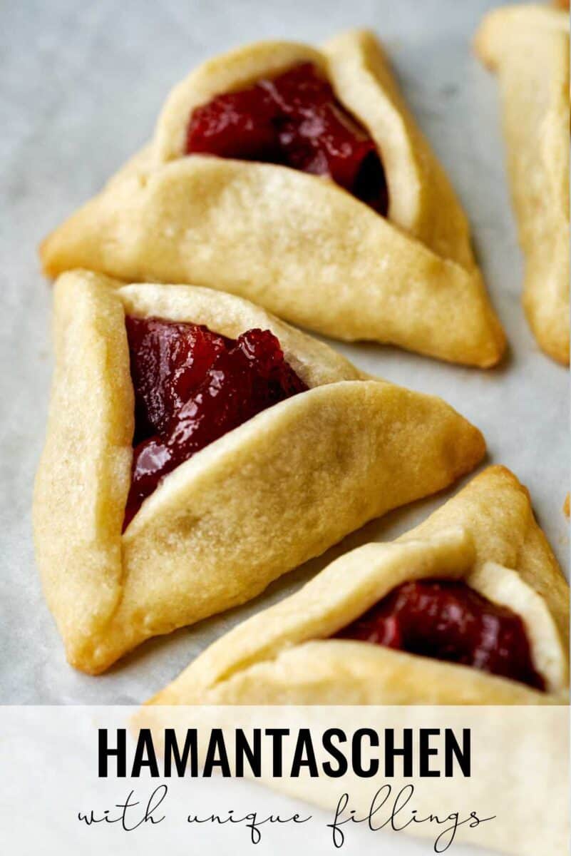 Triangle cookie with fruit filling.