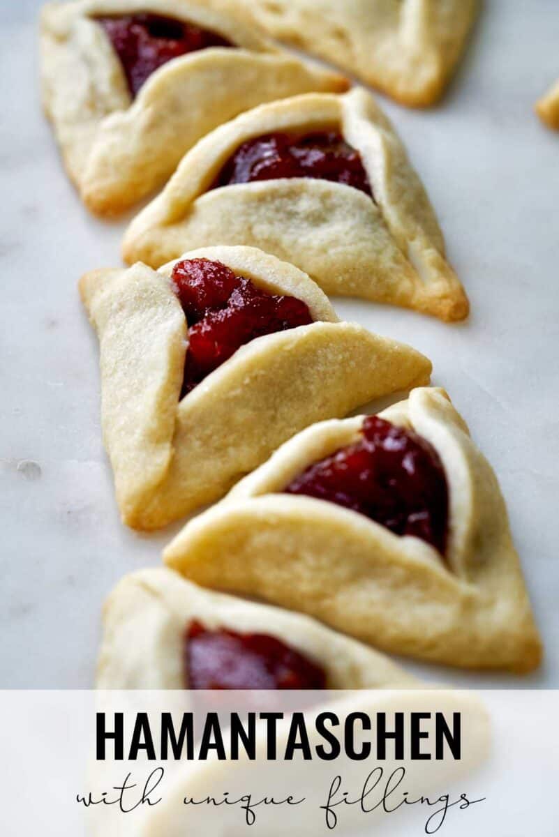 Triangle cookie with fruit filling.