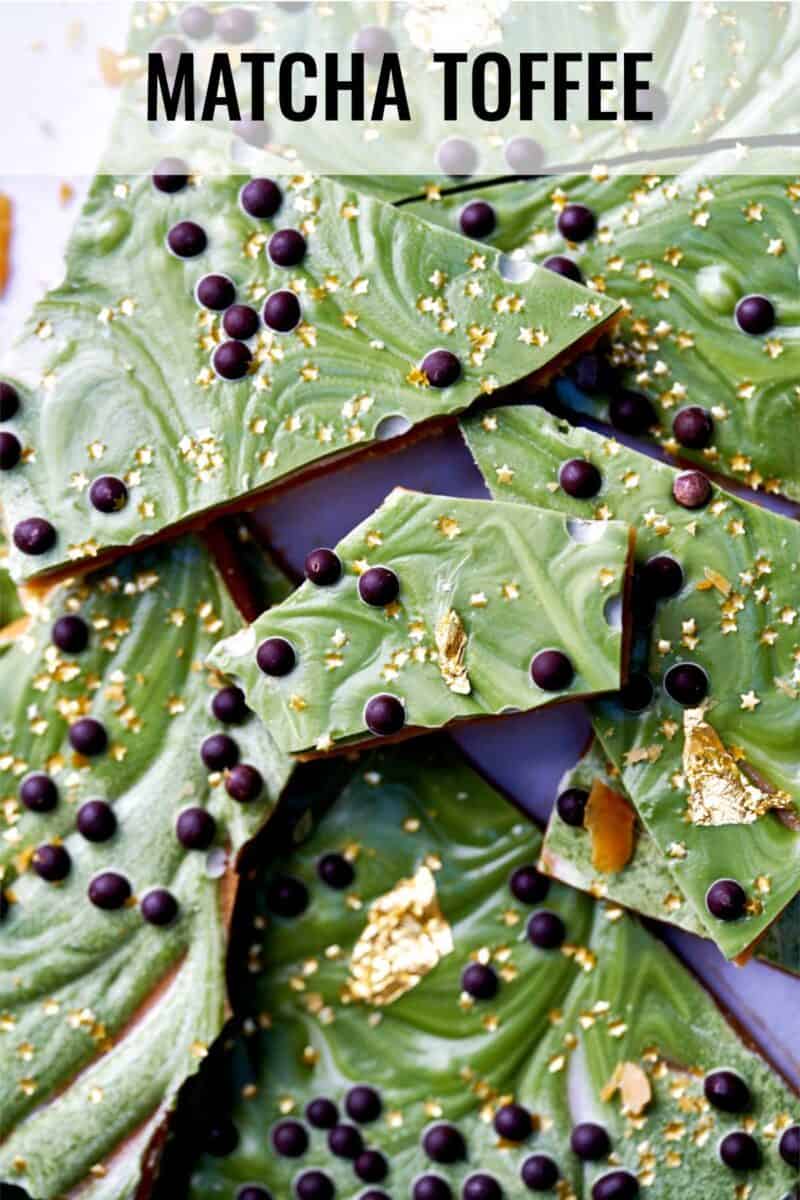 Decorated green toffee.