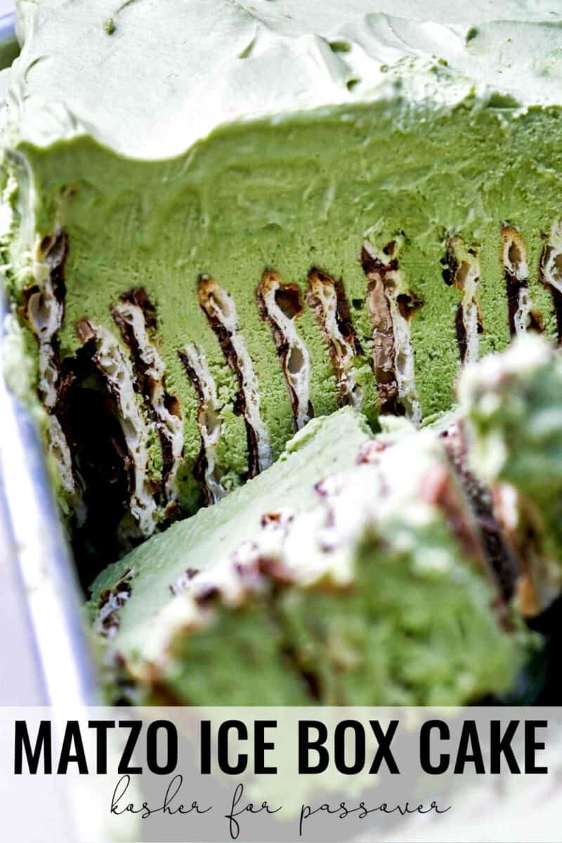 Sliced green icebox cake.
