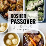 Collage of Passover dishes.