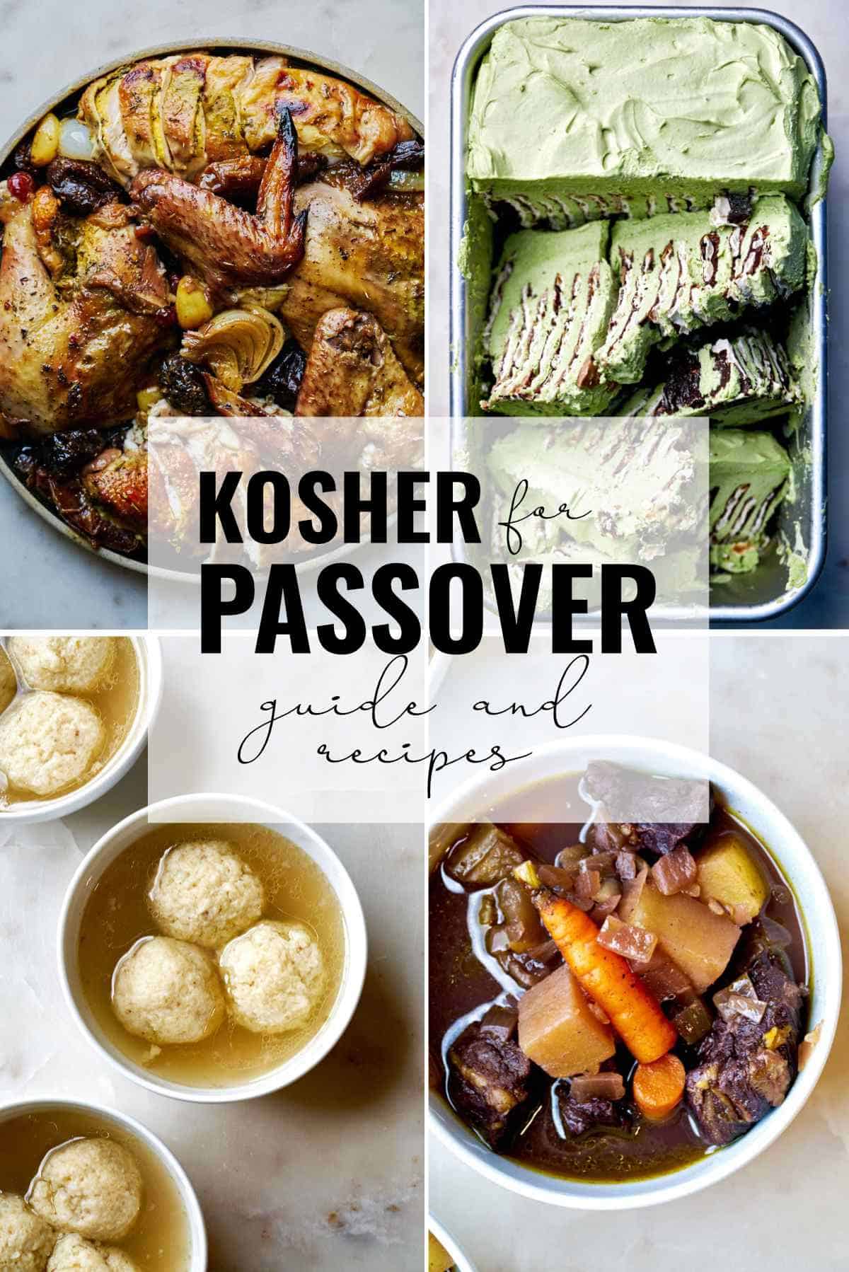 Collage of Passover dishes.
