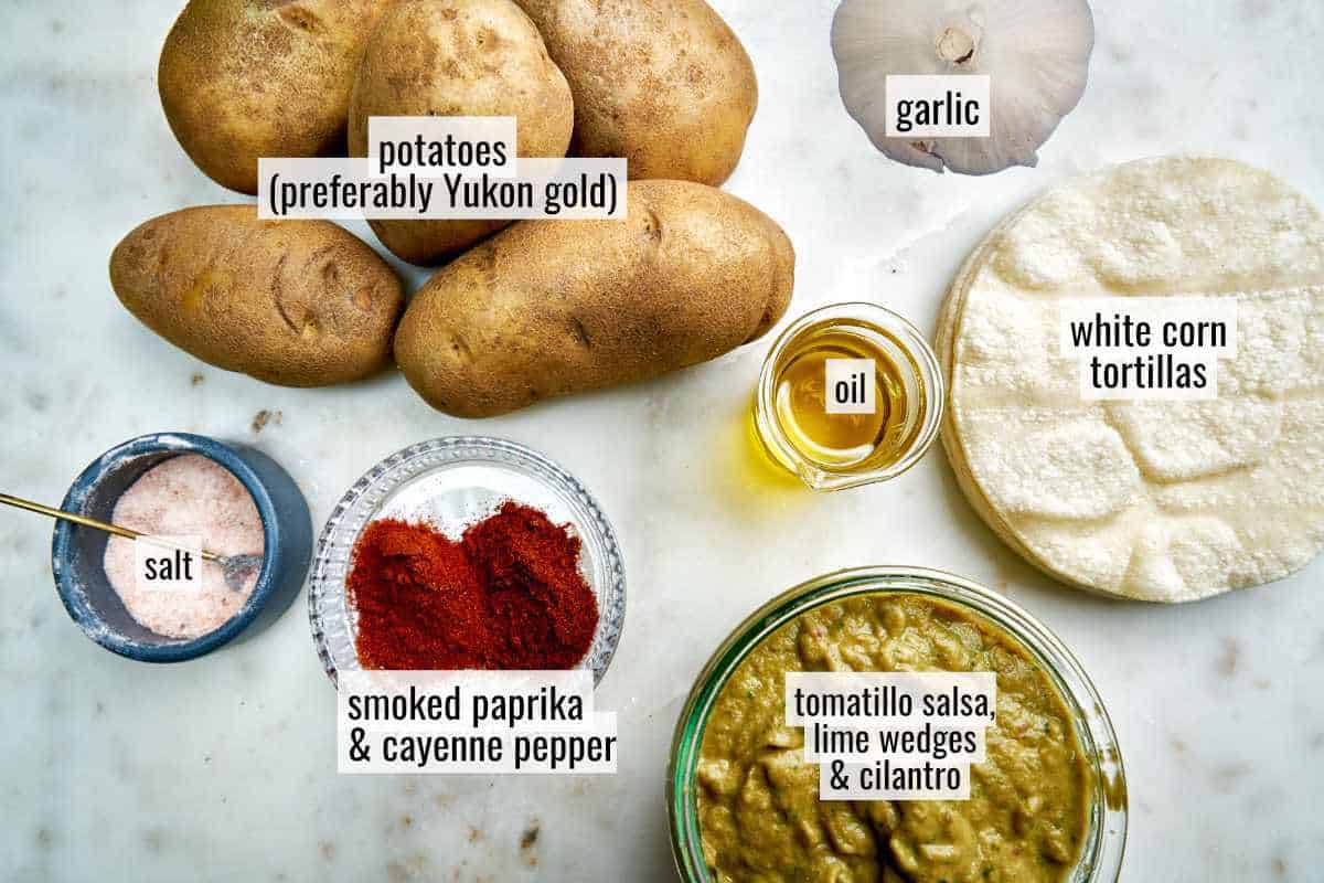 Ingredients for potato tacos.